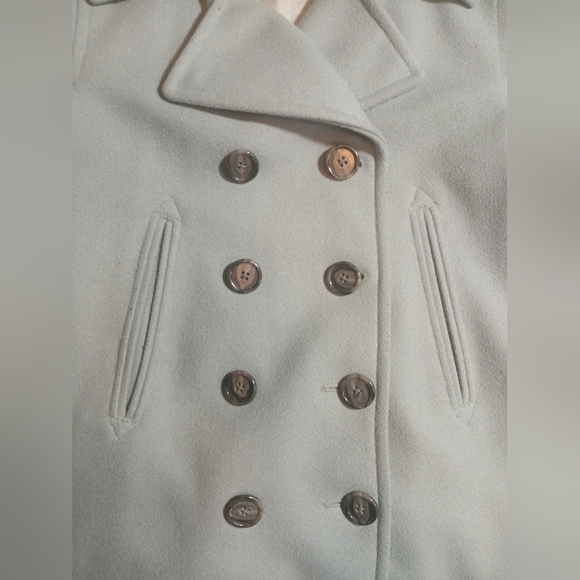 Womens J. Crew Wool Blend Double Breasted Peacoat Sz. XS Dusty Blue EUC - Picture 4 of 8